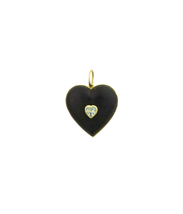 14K Gold .20ct Diamond Wood Heart Pendant
