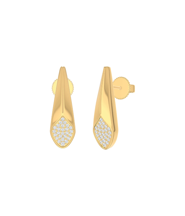 14k Gold .17ct Diamond Pave Drop Earring