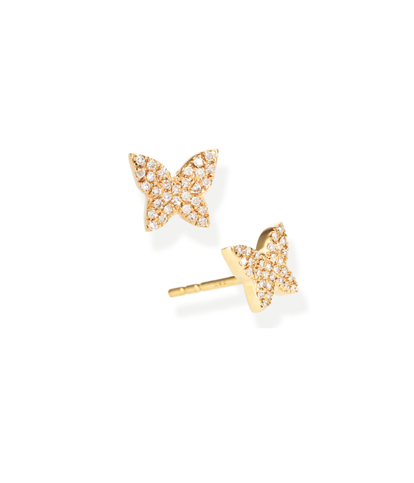 Small 14K Gold Diamond Butterfly Studs
