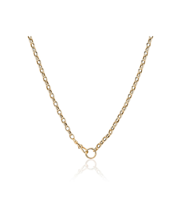 14K Gold Small Oval Swivel Clip Lock Necklace