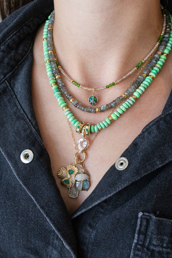 Zircon Green Diopside Mix Rondelle Necklace