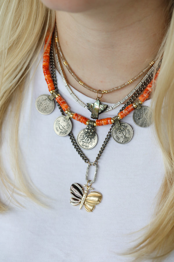 Smoky Taupe Zircon Trio Rondelle Necklace