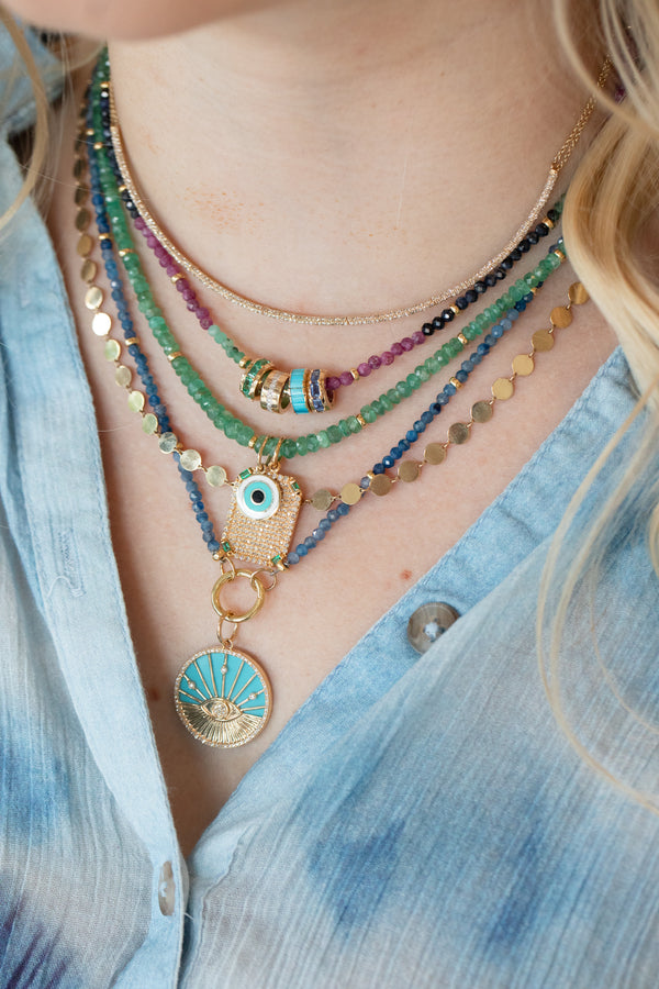 Graduated Natural Emerald Rondelle Necklace