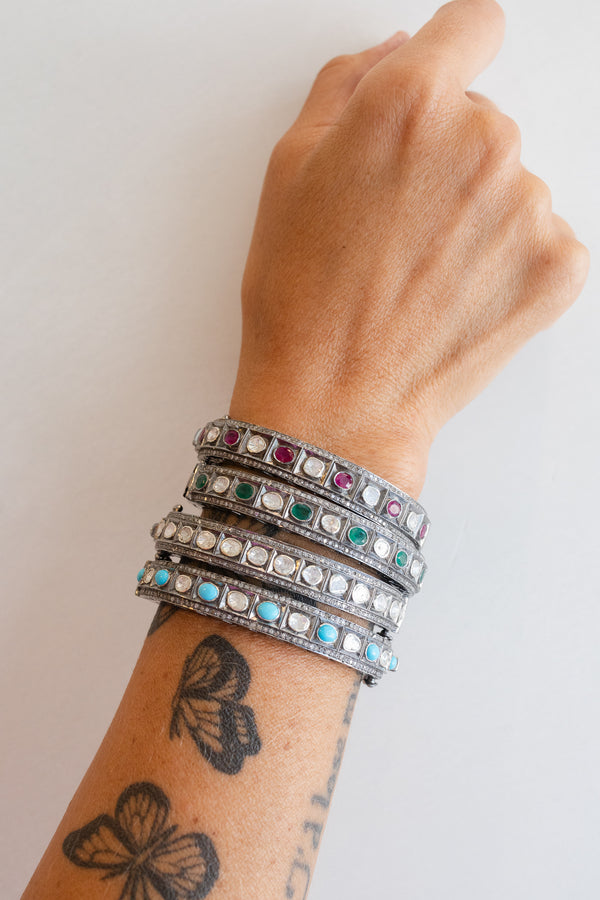 Oval Polki Diamond Bangle