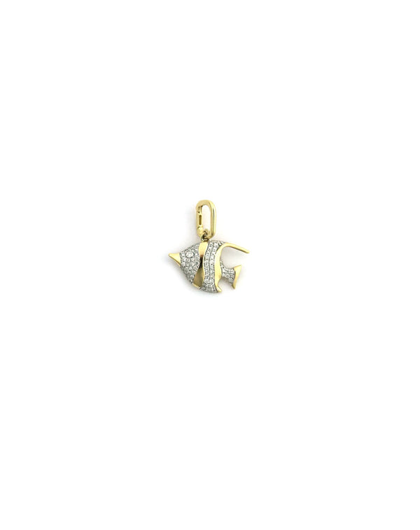 14K Gold Diamond Angel Fish Charm