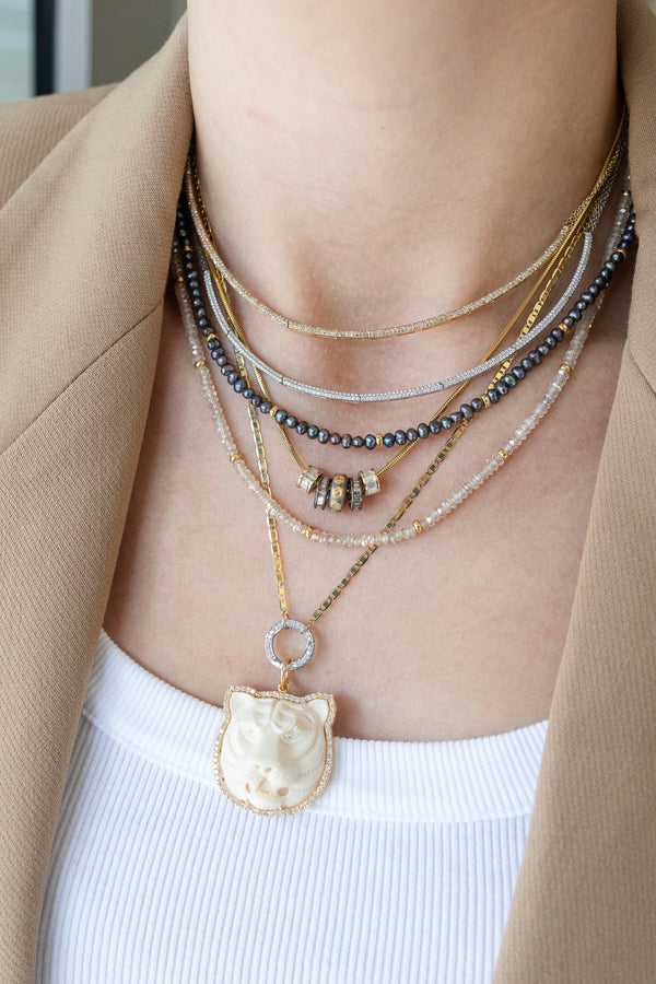 8mm Silver Baguette Diamond Round Spacer