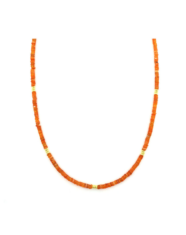 Orange Sapphire Triple Rondelle Necklace