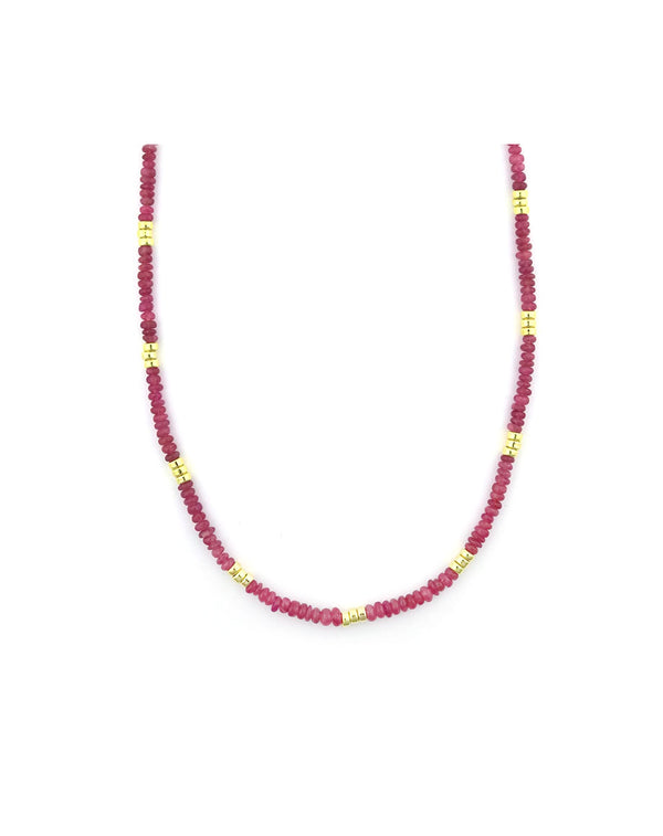 4mm Smooth Pink Tourmaline Trio Rondelle Necklace