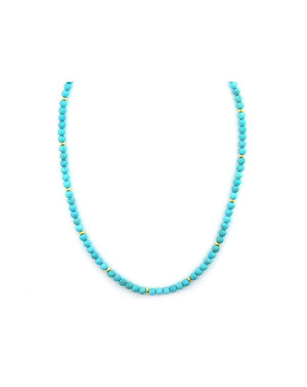 4mm Smooth Round Turquoise Rondelle Necklace