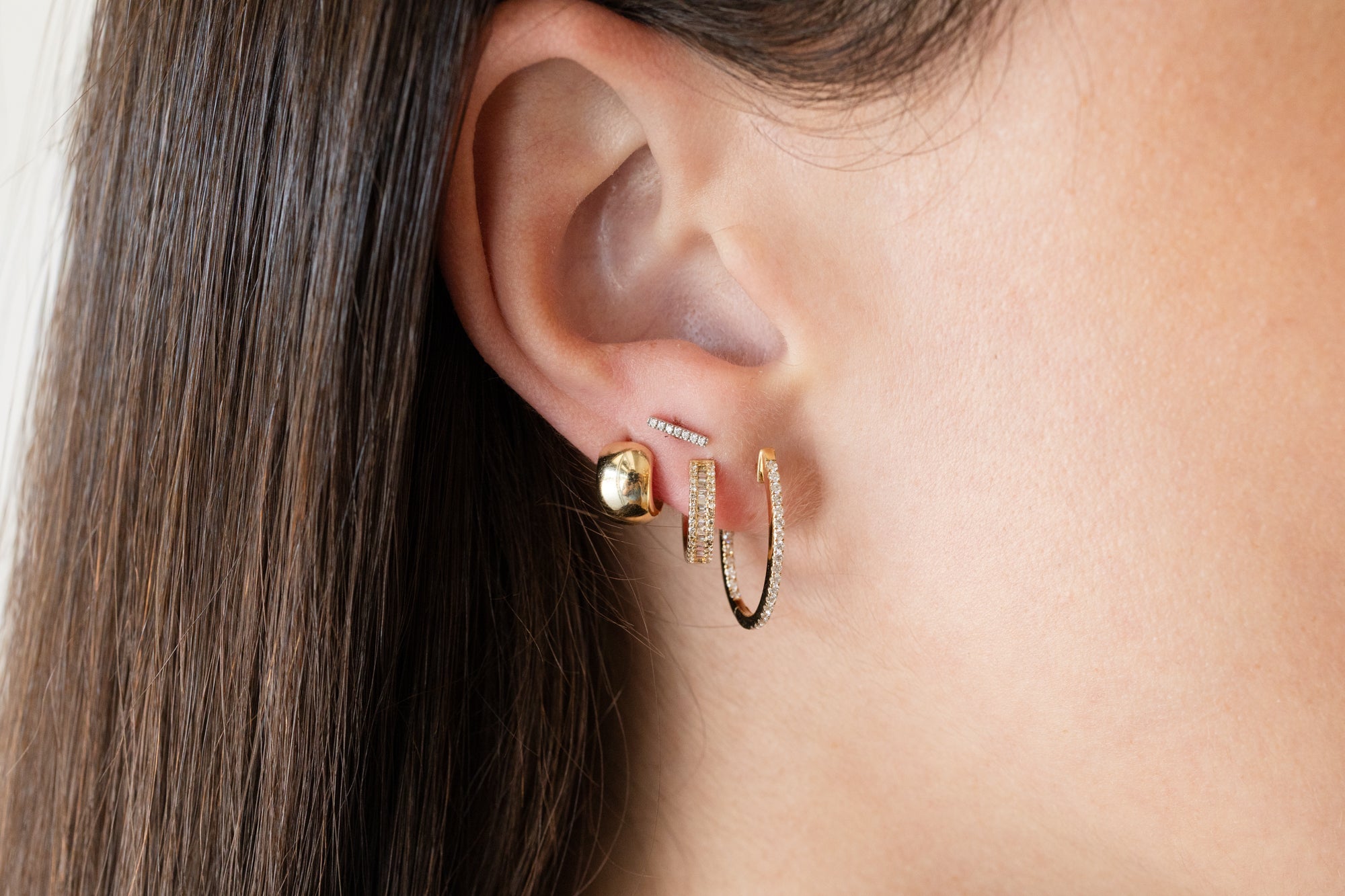 diamond huggie earrings