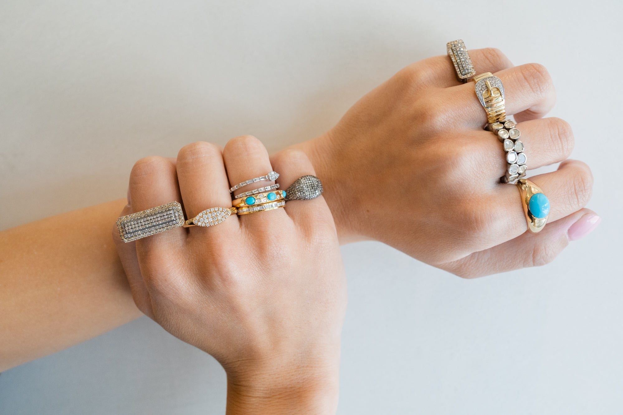 14K gold and diamond stacking rings