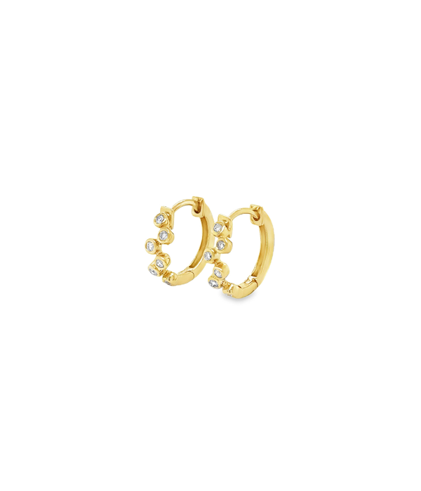 14K Gold .14ct Bezel Zig Zag Huggies