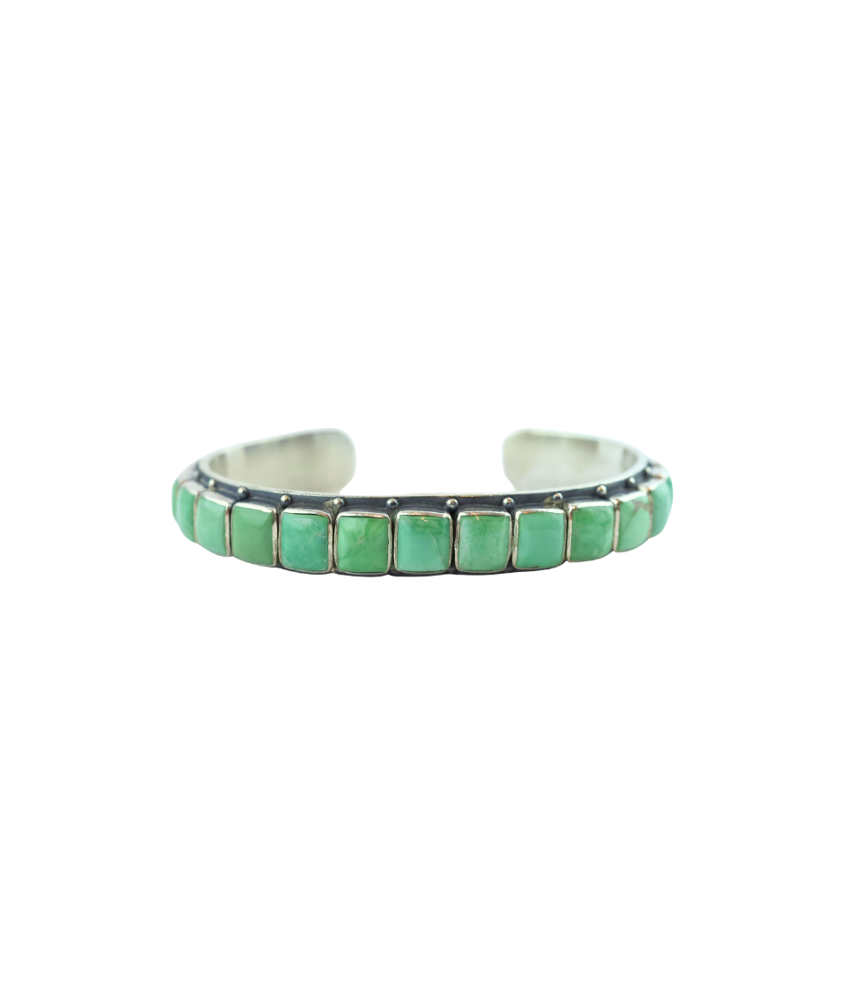 Federico Single Row Green Turquoise Tiled Cuff
