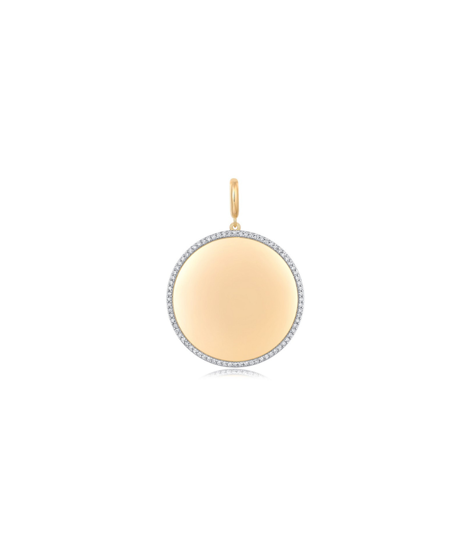 14K Gold Diamond Halo Medallion Charm