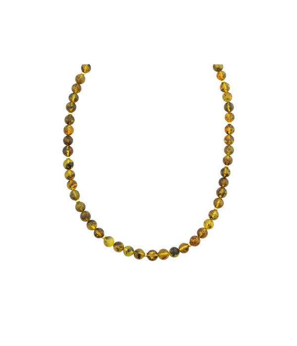 7mm Round Amber Rondelle Beaded Necklace