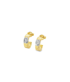 14K Gold Ridged .26ct Emerald Cut Diamond Stud Hoop