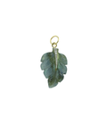 14K Gold Diamond Carved Labradorite Leaf Charm