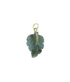 14K Gold Diamond Carved Labradorite Leaf Charm