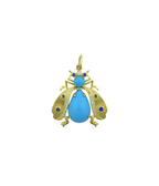 14K Gold Diamond Sapphire Turquoise Beetle