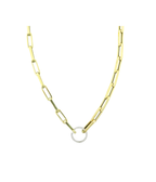 14K Gold Modern Boxy Paperclip Necklace 17mm Lock Necklace