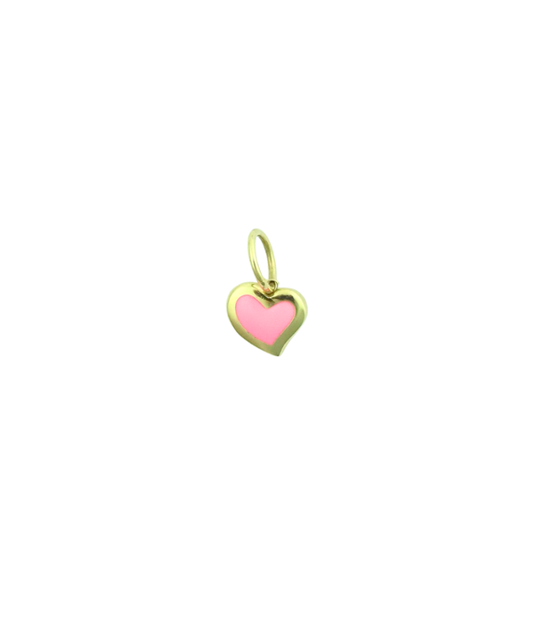 14K Gold Pink Enamel Mini Heart Charm