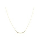 14K Gold Curved Dotted Diamond Bar Necklace
