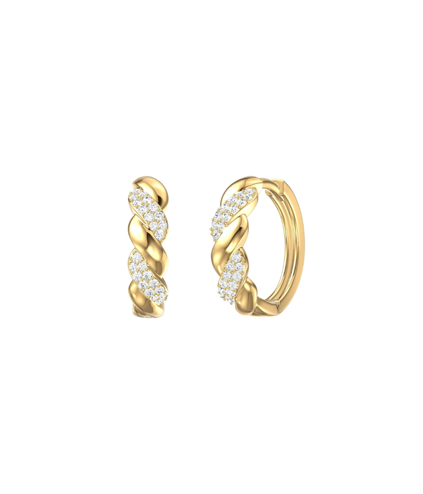 15.5mm 14K Gold Diamond Rope Huggie