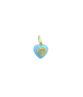 14K Gold .11ct Diamond Turquoise Enamel Puffy Heart Charm