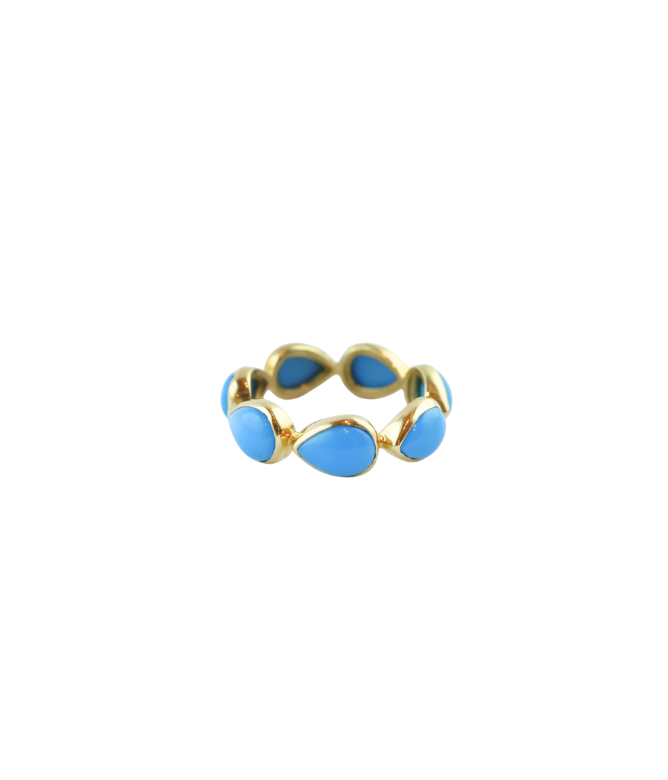 14K Gold Chasing Pear Turquoise Ring