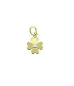 14K Gold Single Fanned Four Leaf Clover Charm