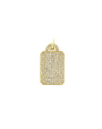 14K Gold Large Pave Diamond Dog Tag Charm
