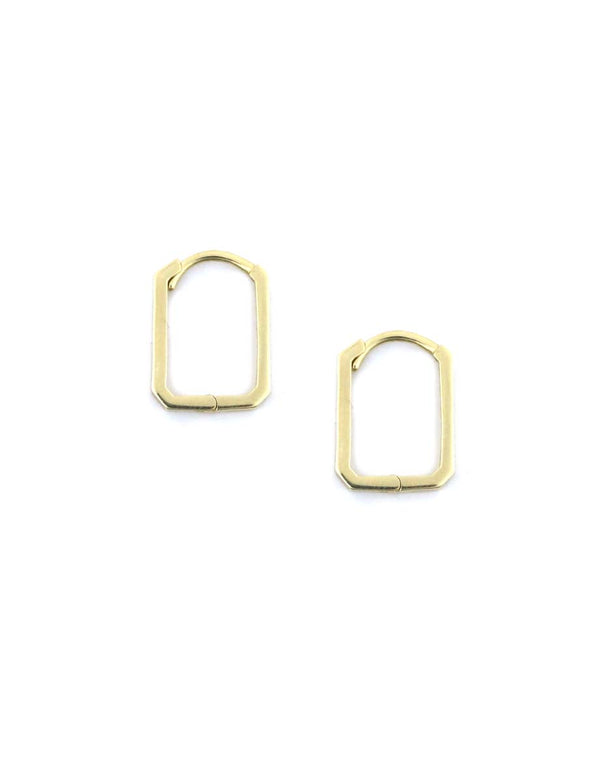 15mm 14K Gold Rectangle Huggies