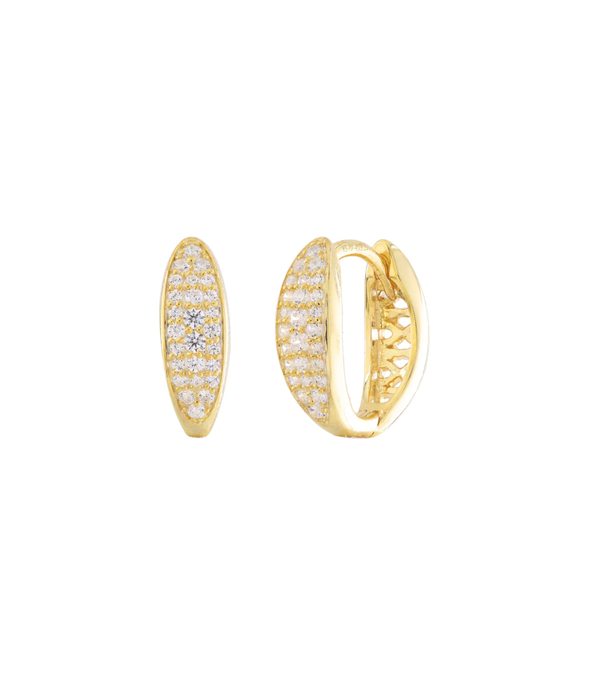 12.5mm 14K Gold Graduated Pave Diamond Huggies