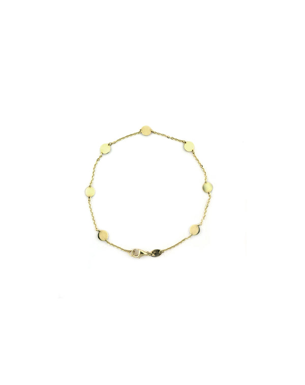 14K Gold Gold Disk Station Bracelet