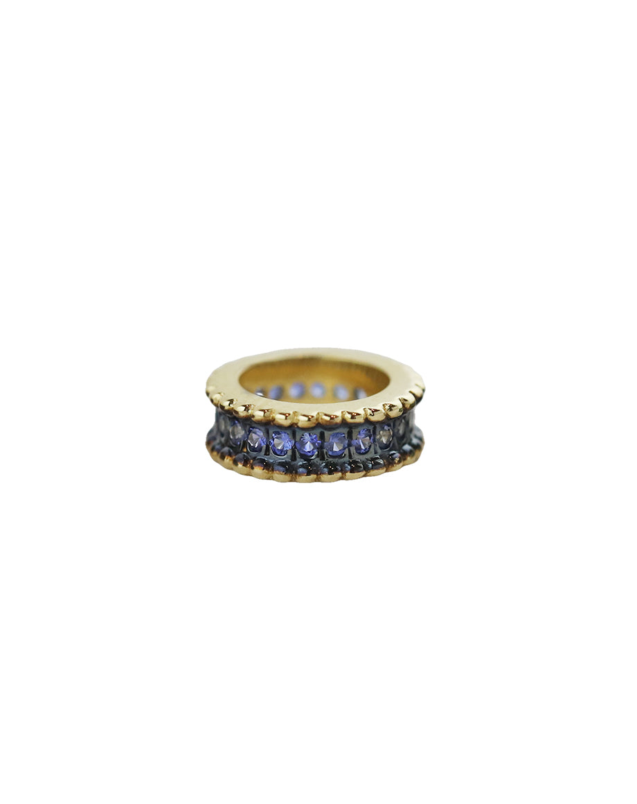 14K Gold Dark Dotted Blue Sapphire Spacer