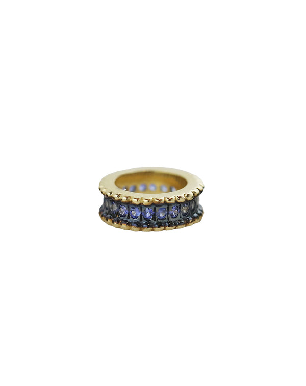 14K Gold Dark Dotted Blue Sapphire Spacer