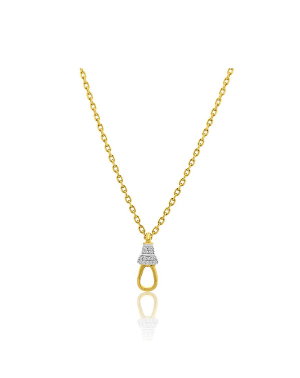 20" 14K Gold .30ct Diamond Dangle Lock Necklace