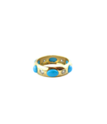 14K Gold Oval + Round Turquoise Diamond Dome Bang