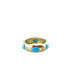 14K Gold Oval + Round Turquoise Diamond Dome Bang