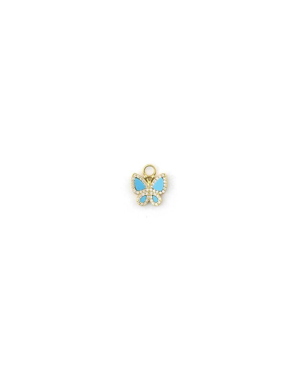 14K Gold Diamond Turquoise Butterfly Earring Charm
