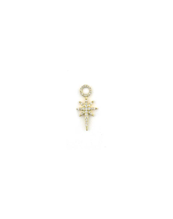 14K Gold Diamond Compass Star Earring Charm