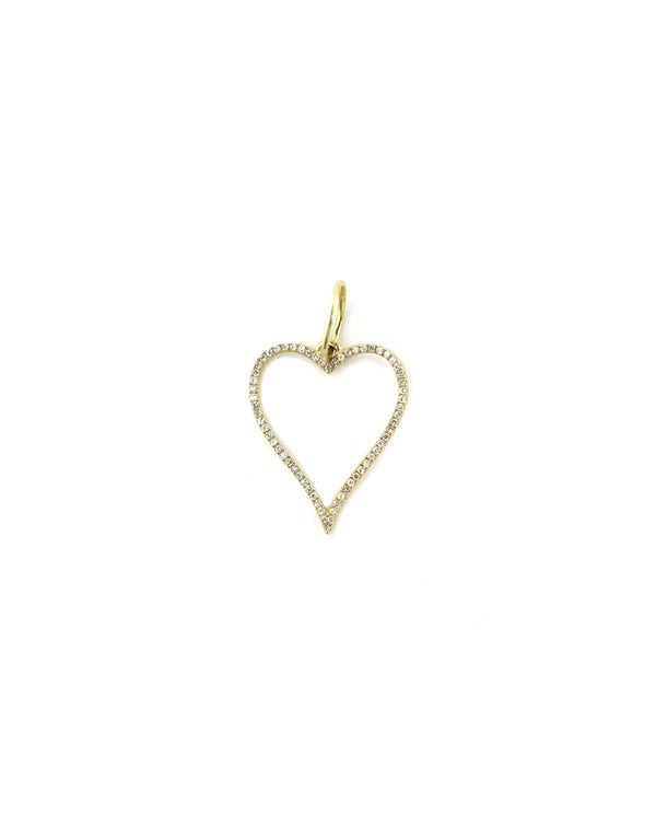 14K Gold Chubby Cut Out Diamond Heart Charm