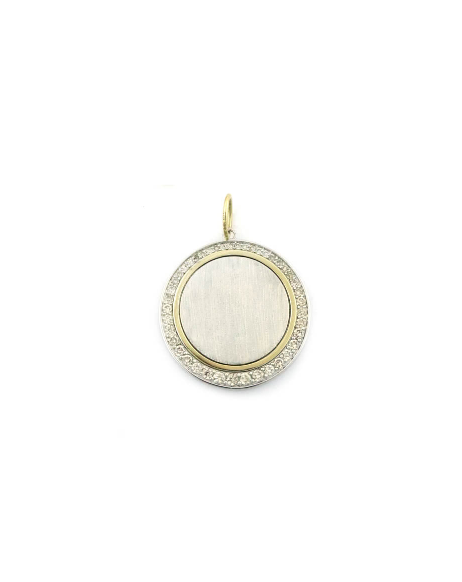 14K Gold Diamond Halo Etched Silver Coin