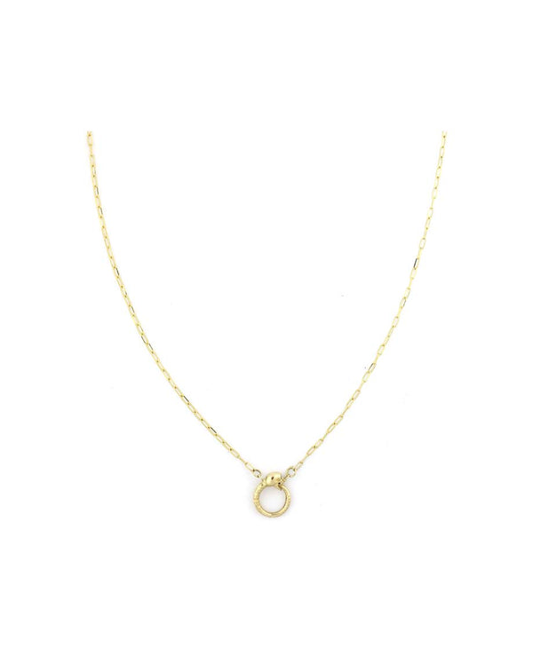 18" 14K Gold XS Paper Clip Mini Skull Lock Necklace