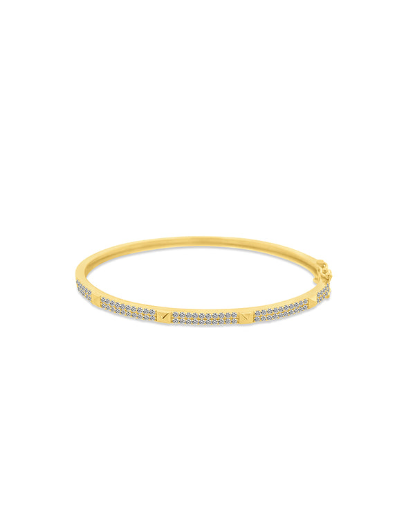 14K Gold Diamond Spike Bangle