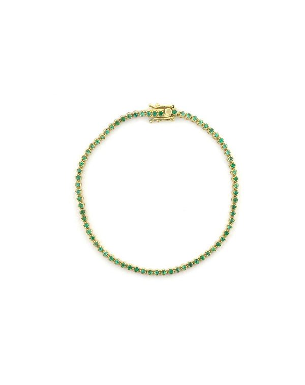 14K Gold .9ct Emerald Prong Tennis Bracelet