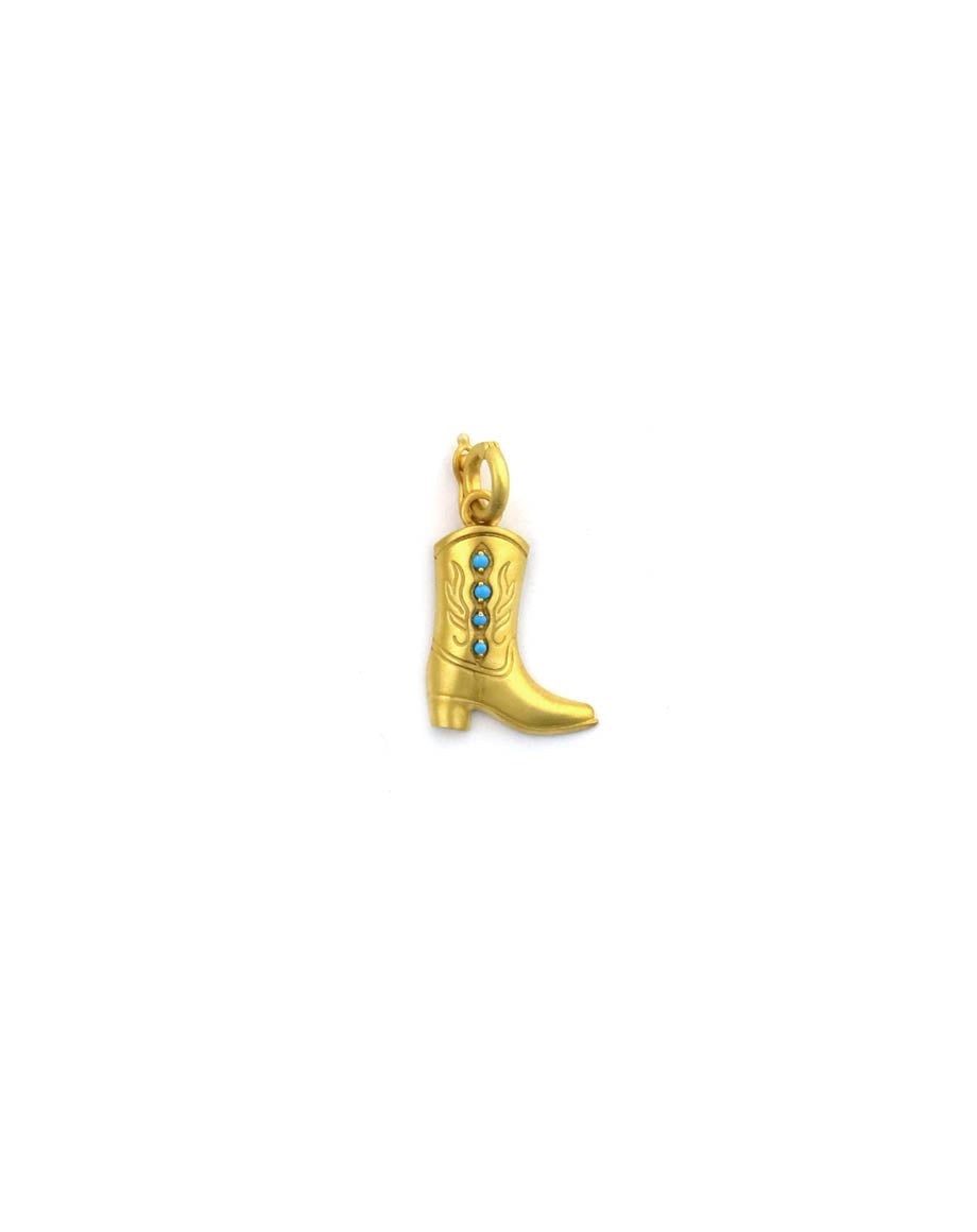 14K Gold Turquoise Cowboy Boot Charm