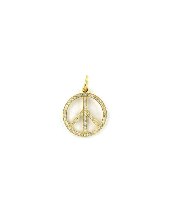 Medium 14K Gold Diamond Peace Sign Charm