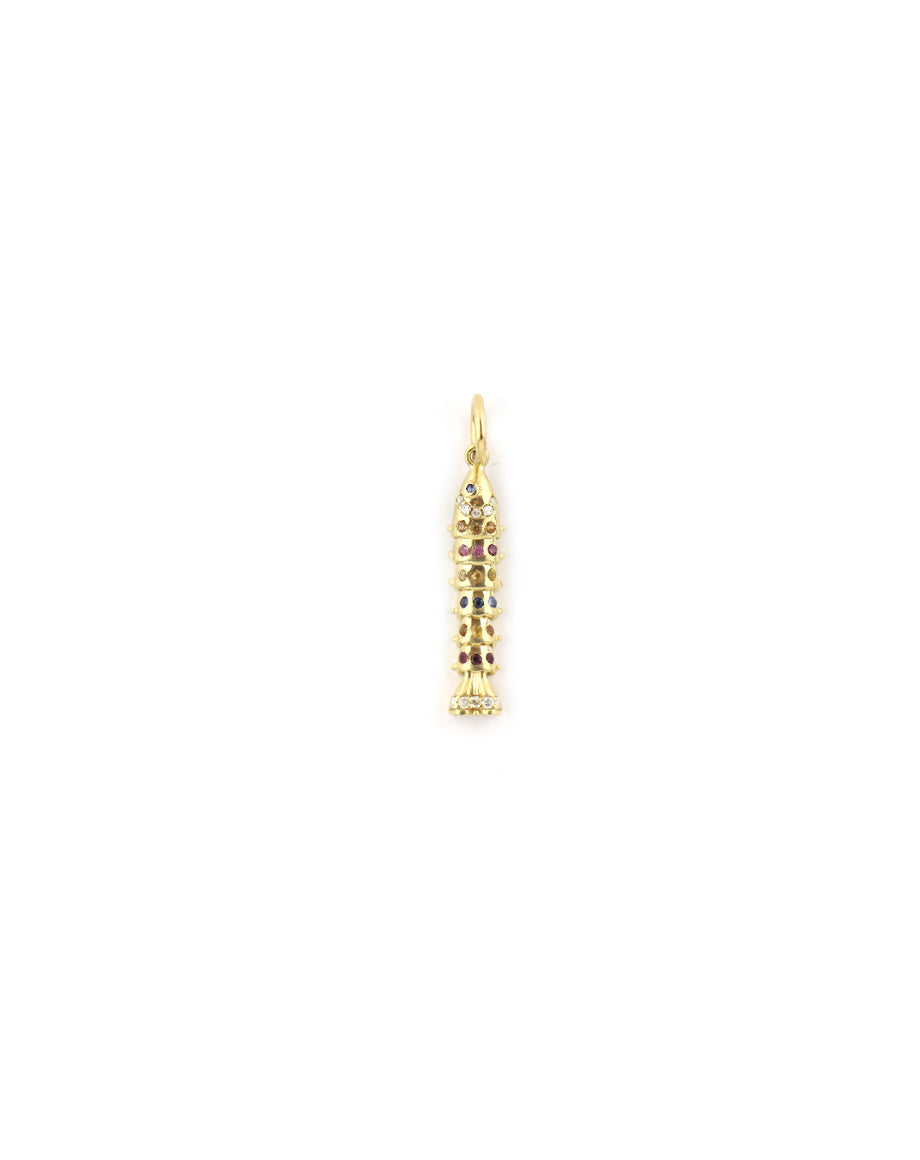 Small 14K Gold Mini Rainbow Sapphire Koi Fish Charm