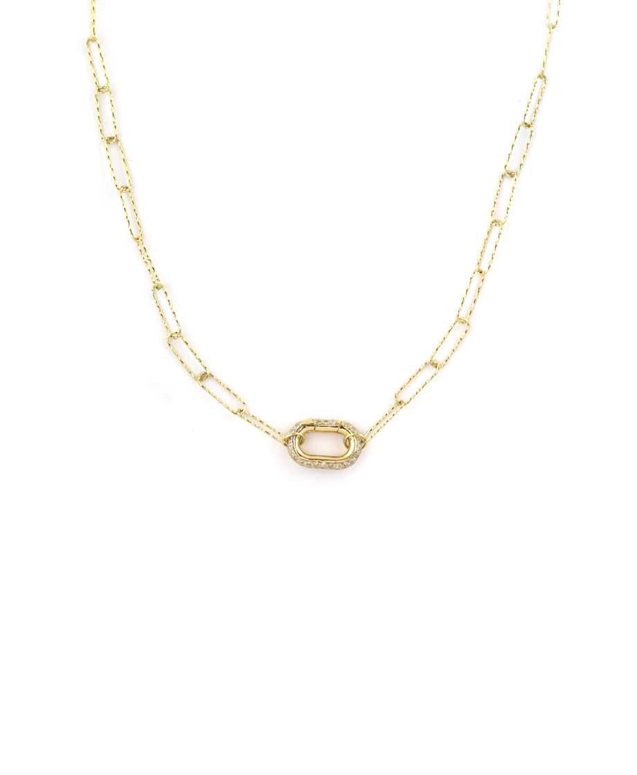 Diamond Fine Lexi Lock Necklace: Textured Paperclip